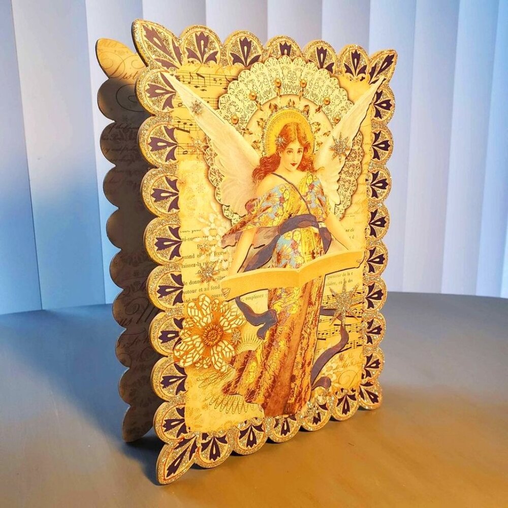 Punch Studio HEAVENLY ANGEL Scalloped Decorative Glitter Gift/Secret Box EUC